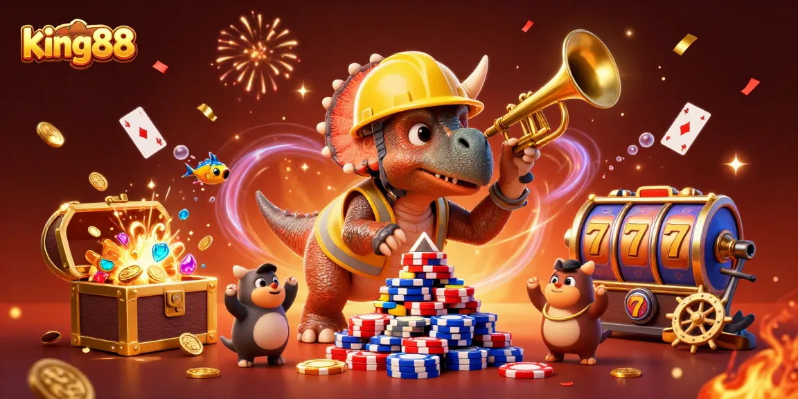 Celebrate big wins at king88 with games surrounded by luck and excitement in a vibrant 3D casino scene.