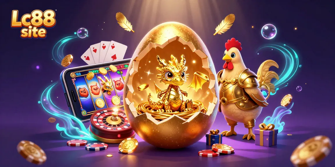 Engage in thrilling gameplay at Lc88 site with a golden dragon and poker chips in an exciting casino scene.