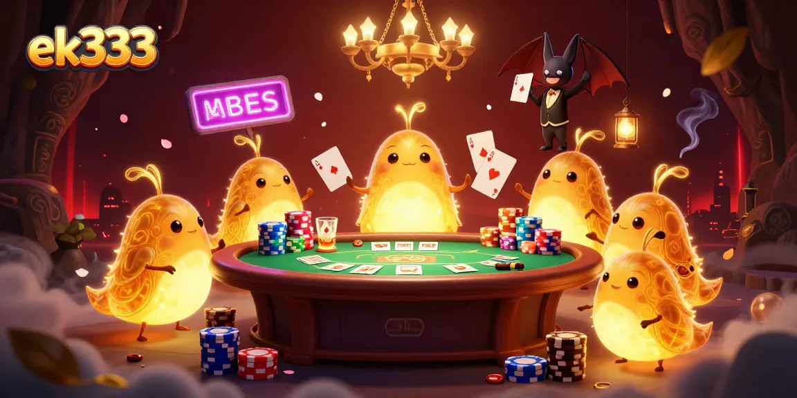 Experience the vibrant excitement of EK333 casino with live glowworms, poker, and a bat dealer.