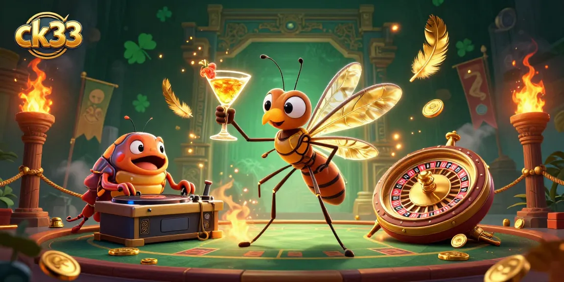 Experience excitement at ck33 with a vibrant casino scene showcasing a lively mascot and interactive game elements.
