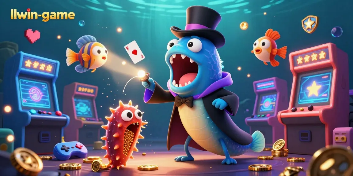Experience fun with llwin-game where deep-sea creatures perform thrilling magic tricks surrounded by glowing arcade action.