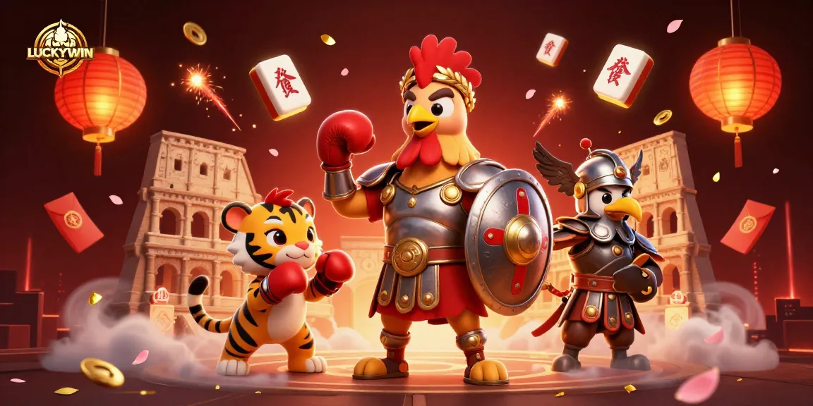 Engage with LUCKYWIN's exciting gaming experience in this vibrant 3D casino scene.