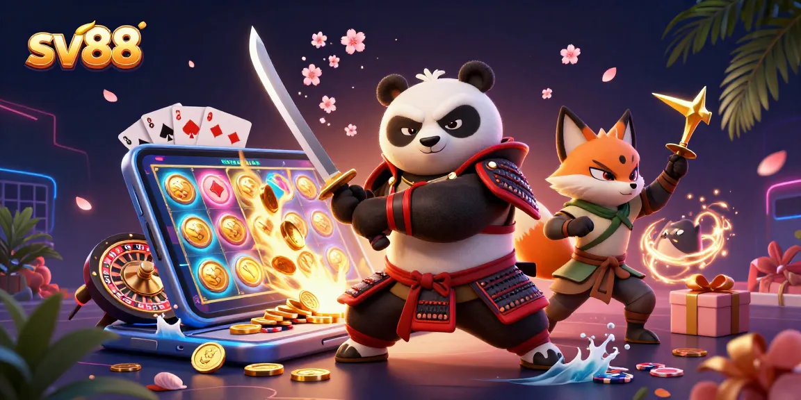 Spin colorful slots at sv88 while engaging with dynamic 3D characters in a vibrant casino scene.