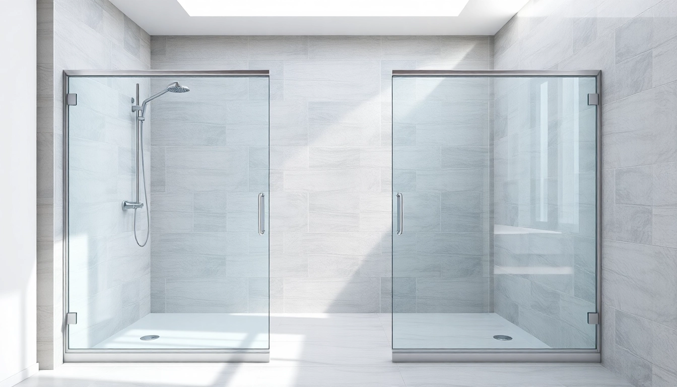 Explore elegant shower screens for wet rooms in a stylish bathroom setting with sleek glass panels.