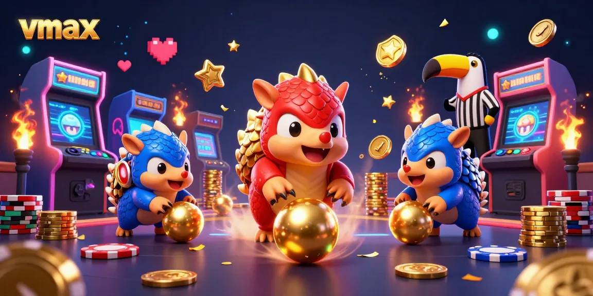 Engage with vmax online casino excitement as cartoon pangolins battle over poker chips.