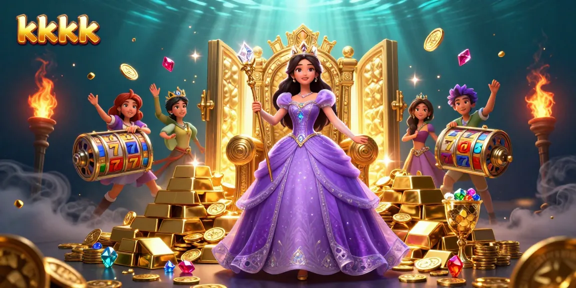Experience the thrill of kkkk in a vibrant, dynamic online casino illustration with dazzling slots.