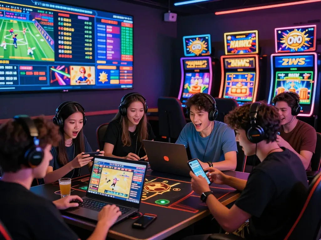 Players enjoying diverse online gaming experiences at 68win, featuring live casino and sports betting.