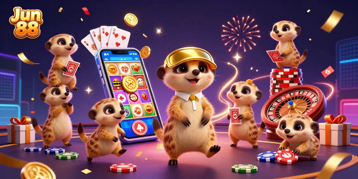 Experience the exciting world of Jun 88 as meerkats manage a vibrant casino with thrilling games and action.