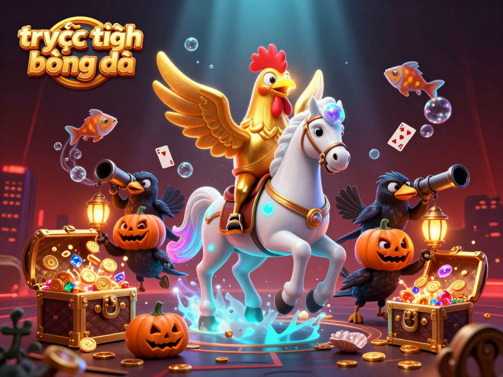 Witness thrilling trực tiếp bóng đá action as a golden rooster gallops in a dynamic casino scene.