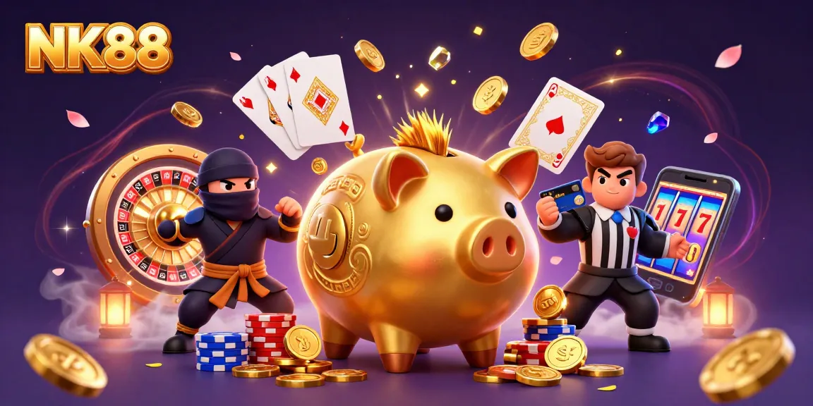 Experience thrilling gaming at NK88 with exciting characters and vivid casino elements.