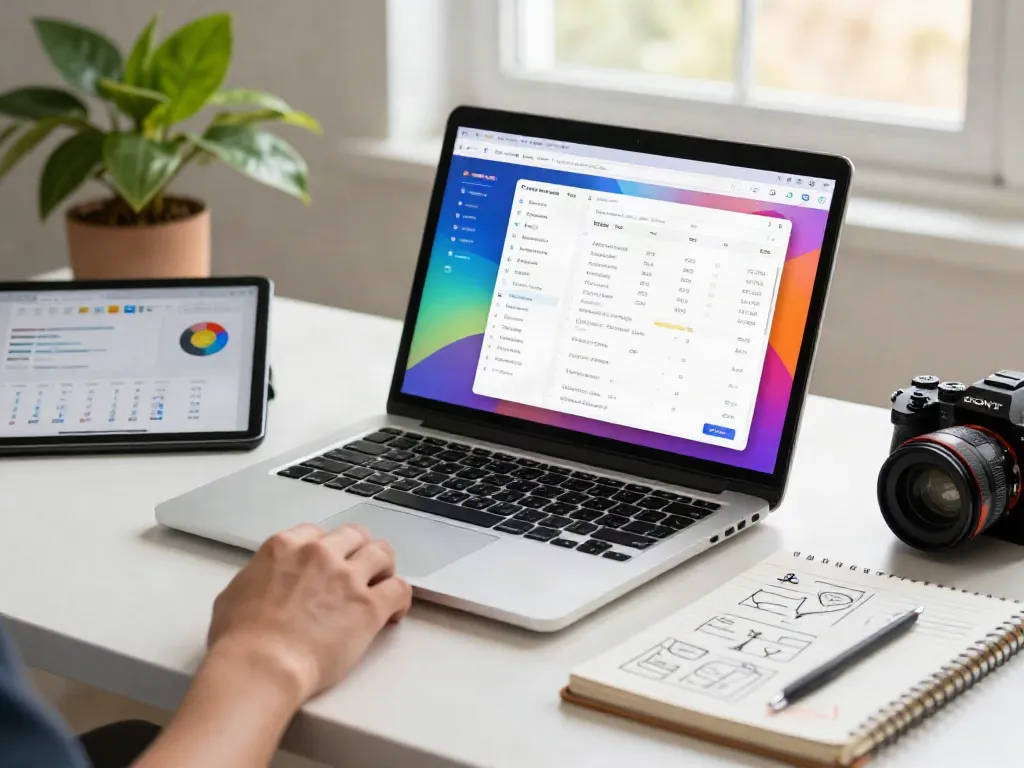 Content strategist using instant indexing tools in a modern workspace