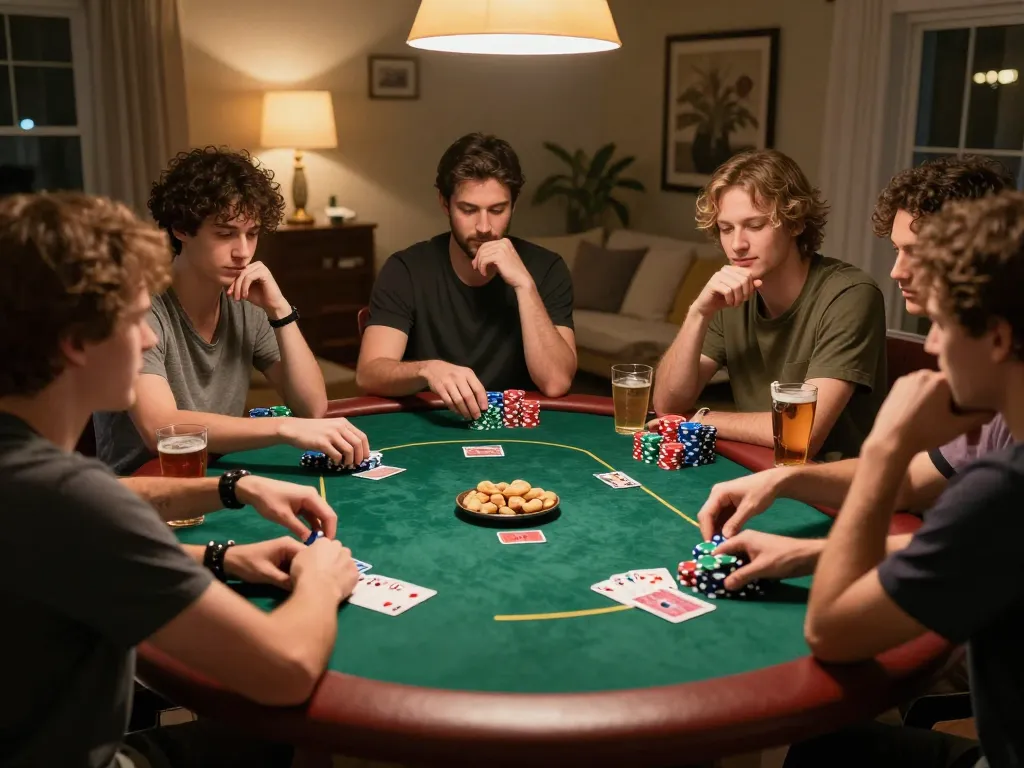open88 players enjoying a vibrant poker night at home, showcasing strategy and excitement in a friendly atmosphere.