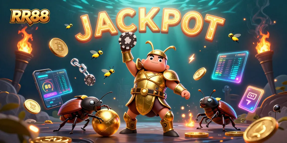 RR88 offers an exciting online gaming experience, showcasing characters and elements of a vibrant casino world.