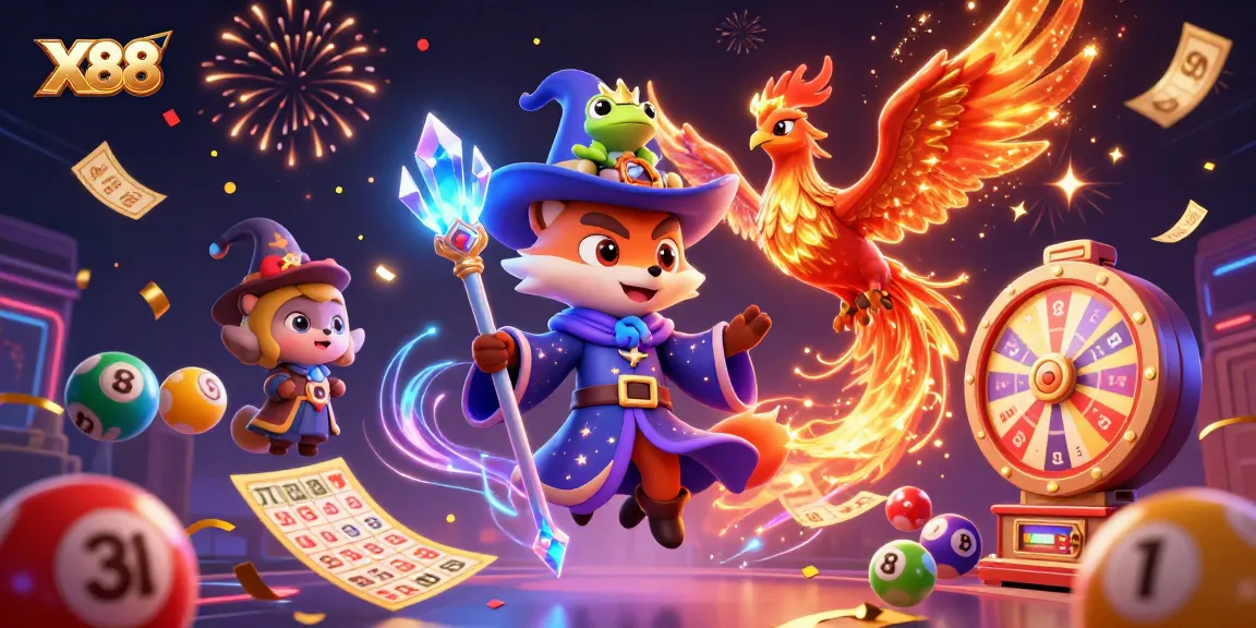 X88 offers an exciting experience with a colorful lottery theme demonstrating vibrant game elements for players.
