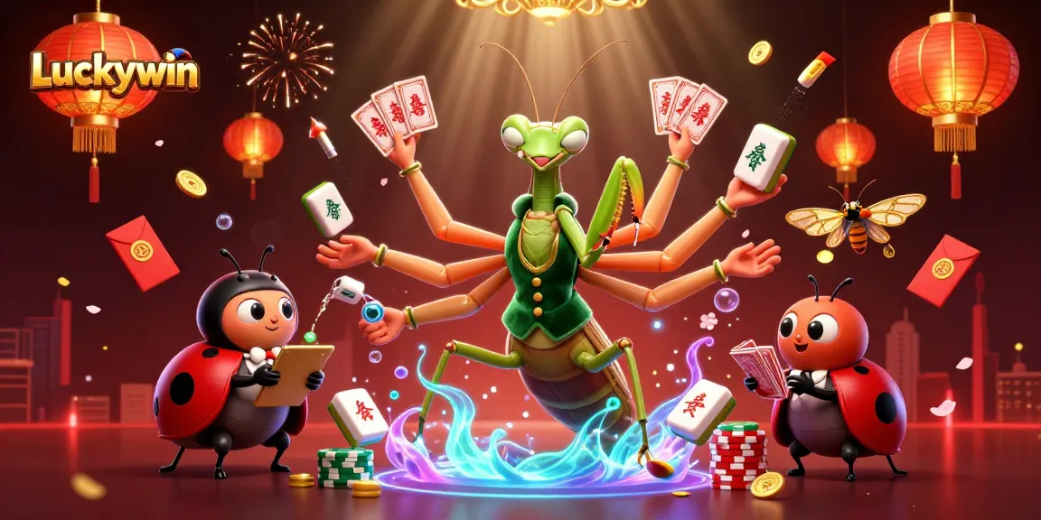 Discover Luckywin's vibrant casino experience with dynamic characters and engaging game elements in this illustration.