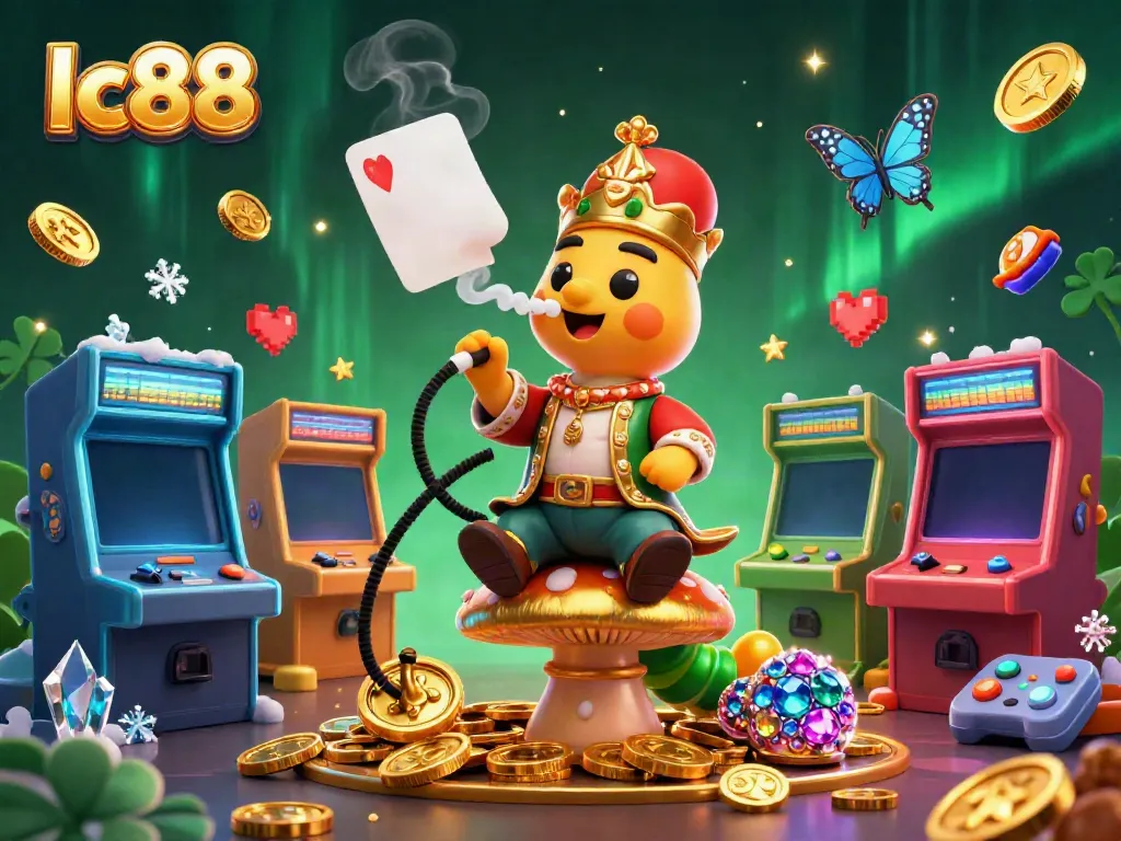Experience the vibrant world of lc88 with a captivating casino-themed 3D illustration featuring gaming elements.