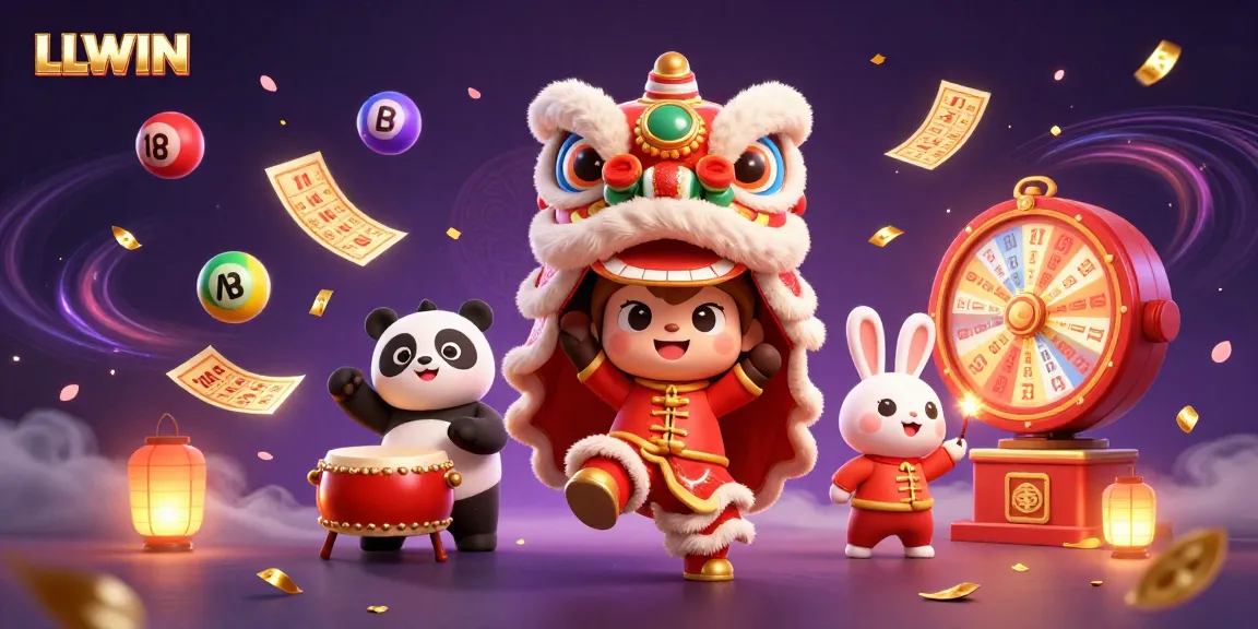 Experience thrilling gambling fun with LLWIN's vibrant illustrations showcasing a lively casino scene.