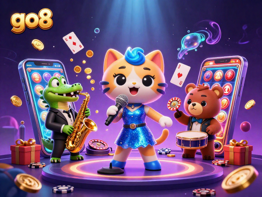 Engage in the vibrant world of go8 casino with a captivating jazz scene featuring gaming elements.