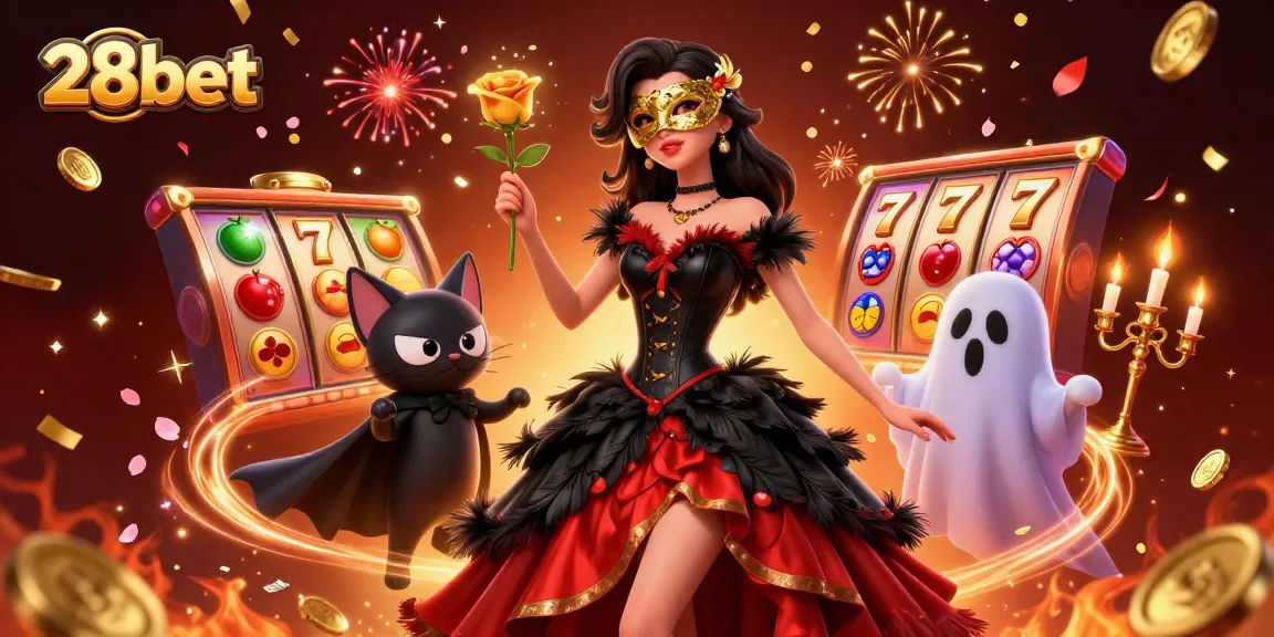 Engage in thrilling gameplay with 28bet's vibrant casino atmosphere featuring stunning characters and dynamic slot elements.