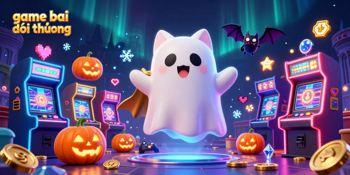 Join the excitement of game bai doi thuong with a playful ghost cat and captivating casino elements.