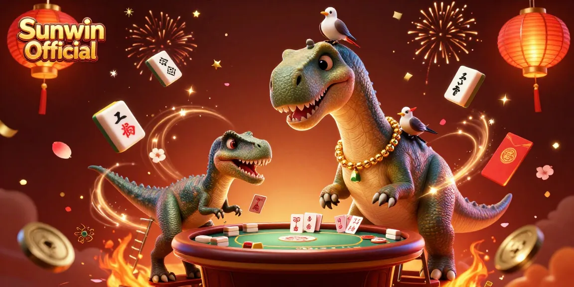 Interact dynamically with Sunwin Official's vibrant casino scene featuring a brontosaurus and raptor dealers.
