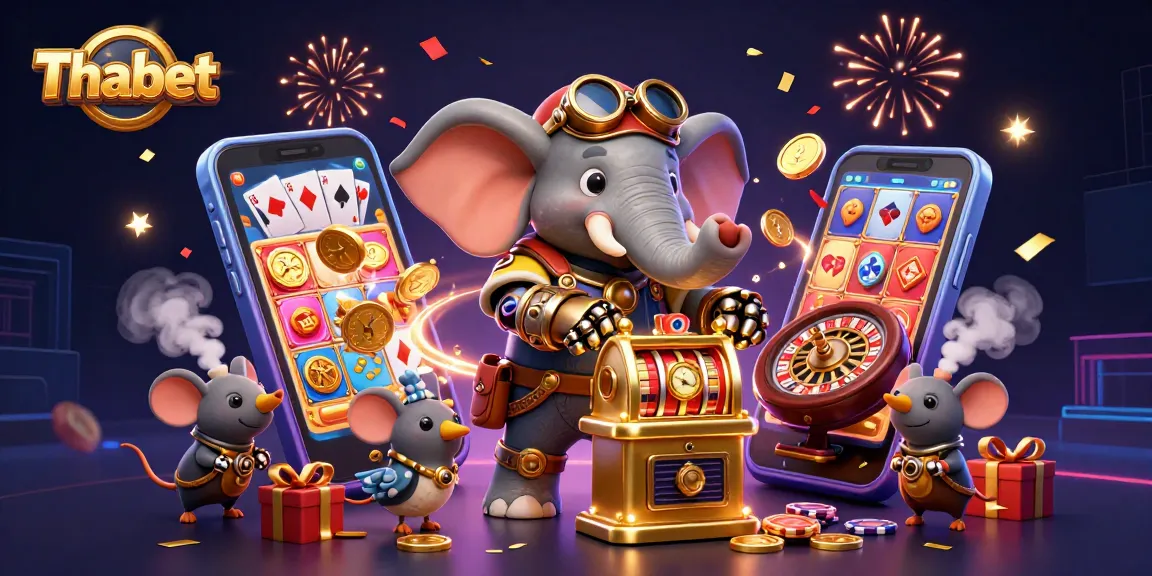 Thabet gamifies excitement with steampunk characters and vibrant casino elements.