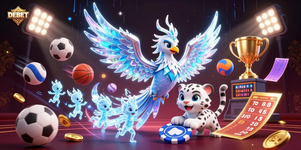 Win with DEBET's exciting gaming experience featuring dynamic characters and sports betting elements