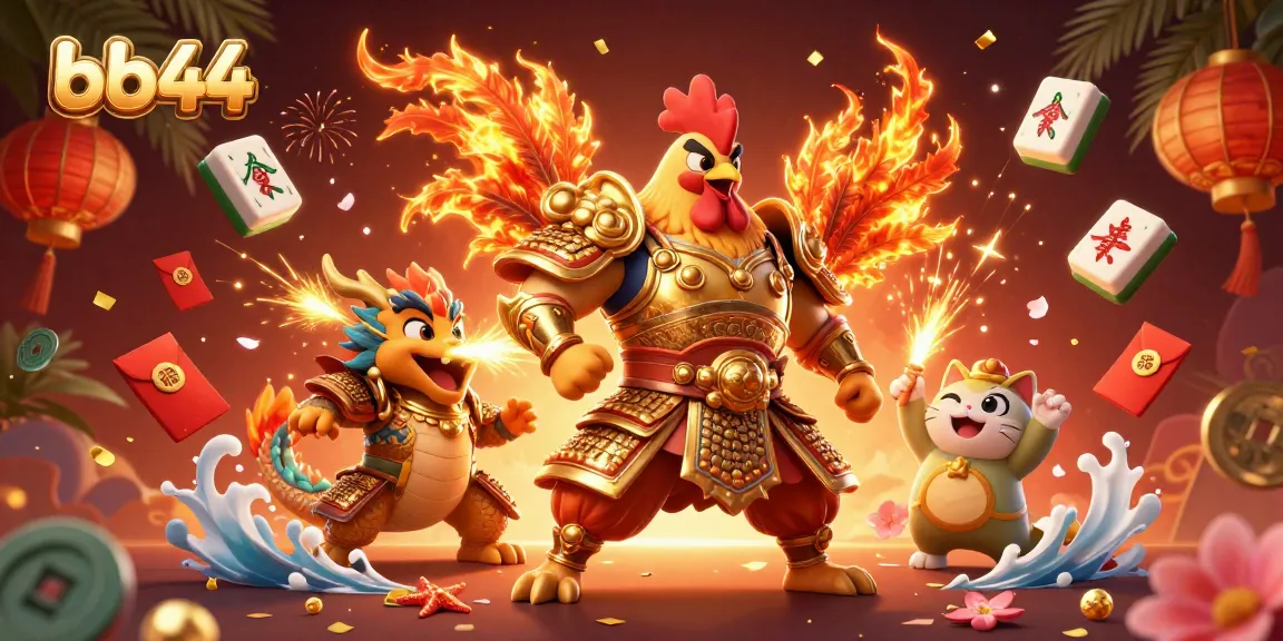 Experience high-stakes play with bb44's dynamic casino characters amidst festive gambling elements.