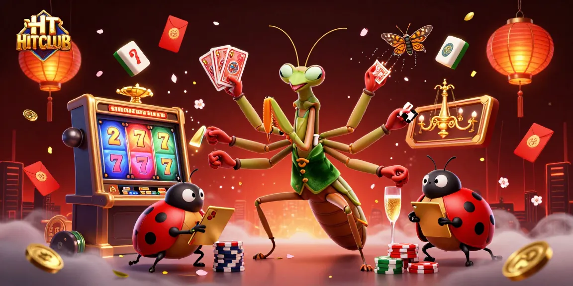 HITCLUB showcases a vibrant casino scene with dynamic characters engaging in slots and entertainment.